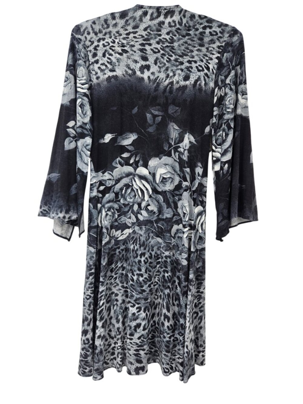 Sky Floral Animal Print Embellished Mini Dress Black & Gray Women's Size L - Picture 2 of 13